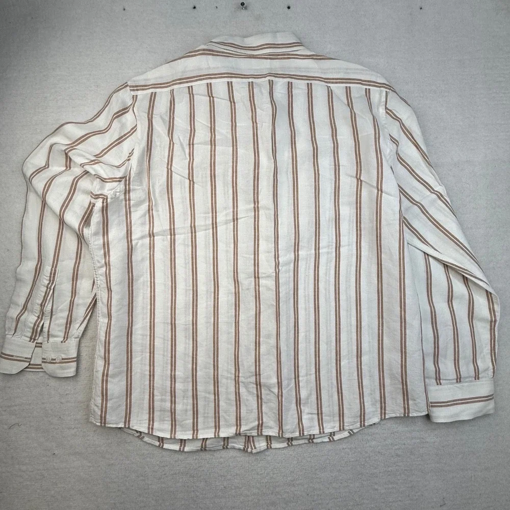 Banana Republic Mens XL Slim Linen-Blend Neutral Shirt coastal quiet luxury prep